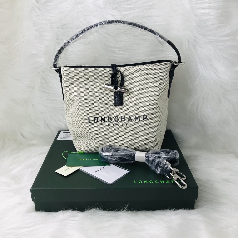 NWT Longchamp Essential Toile Bucket Bag